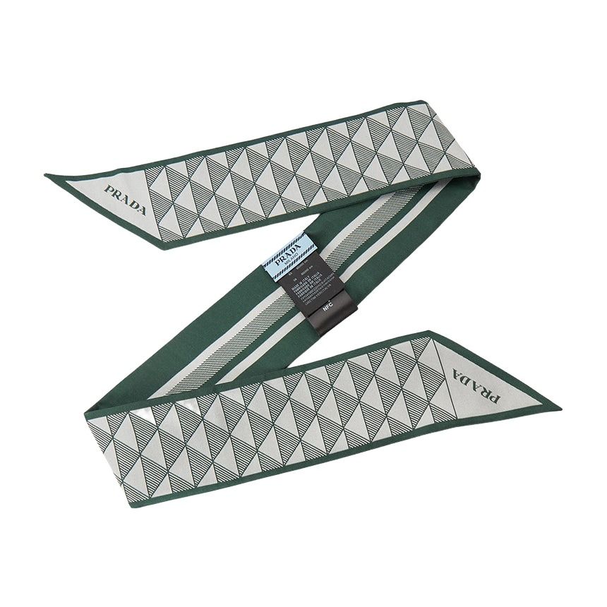 (WMNS) PRADA FW25 Printed Silk Skinny Scarf 'Green' 1FF008-2C81-F077U