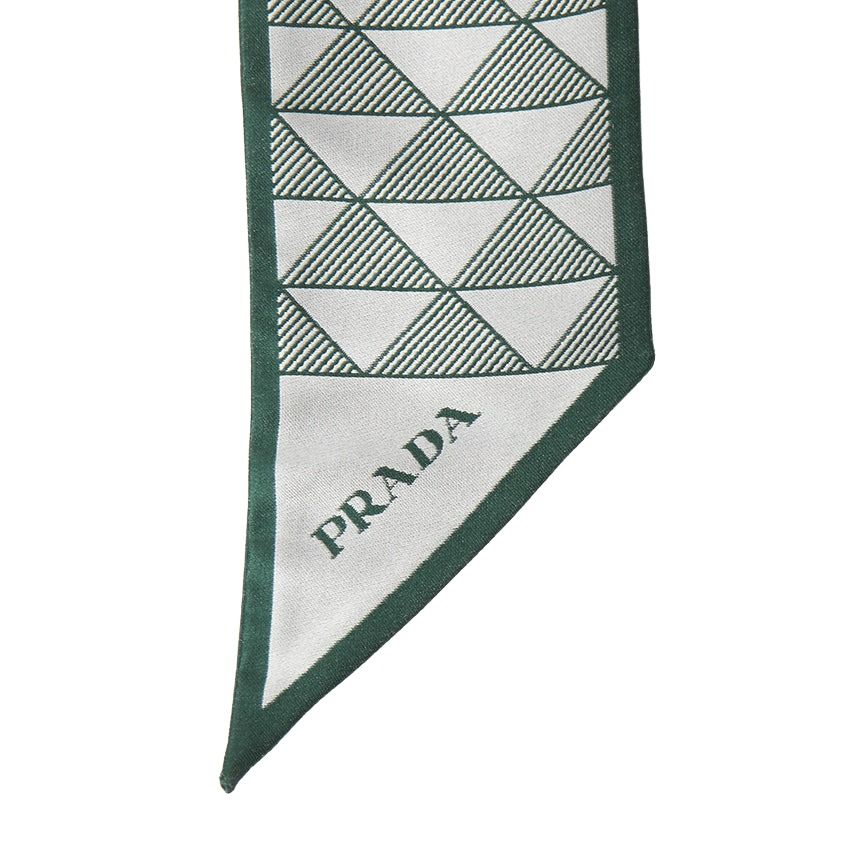 (WMNS) PRADA FW25 Printed Silk Skinny Scarf 'Green' 1FF008-2C81-F077U