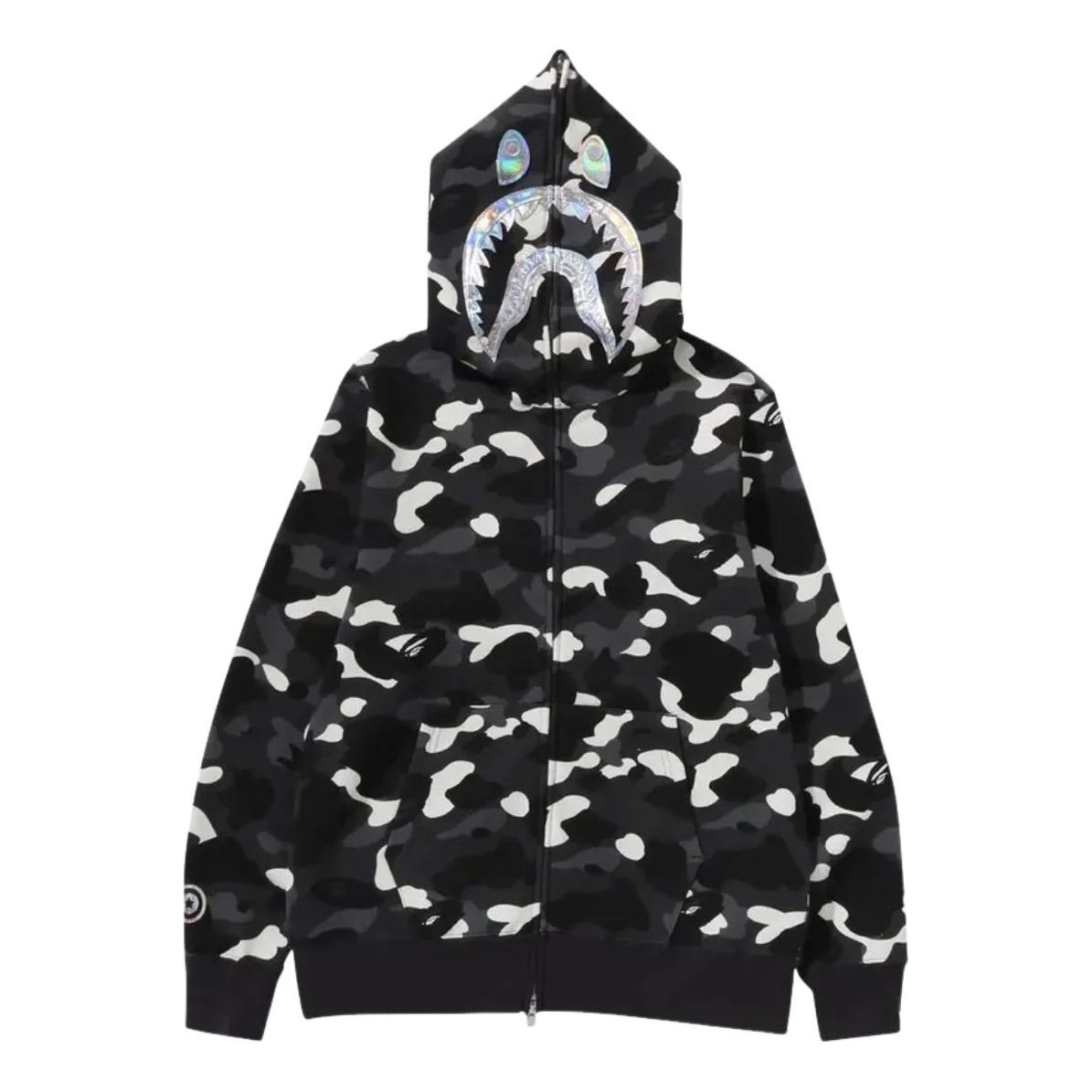 A Bathing Ape City Camo Shark Full Zip Hoodie 'Black'  1K30-115-003-BLACK