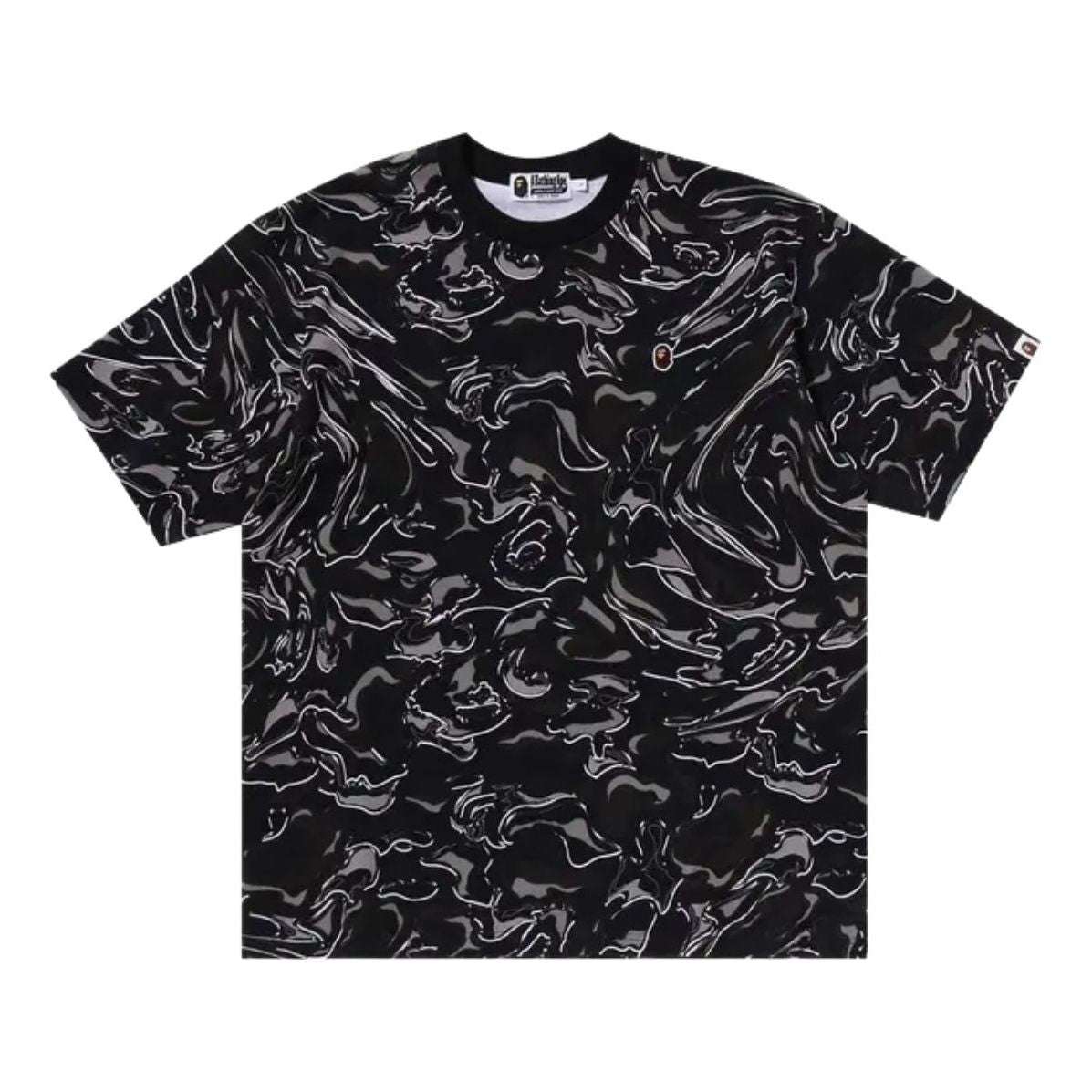 A Bathing Ape Marbling Camo One Point Relaxed Fit Tee 'Black' 1K80-109-305-BLACK