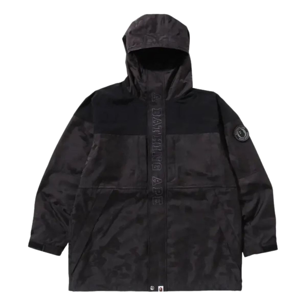 A Bathing Ape Solid Camo Jacquard Long Coat 'Black' 1K80-140-011