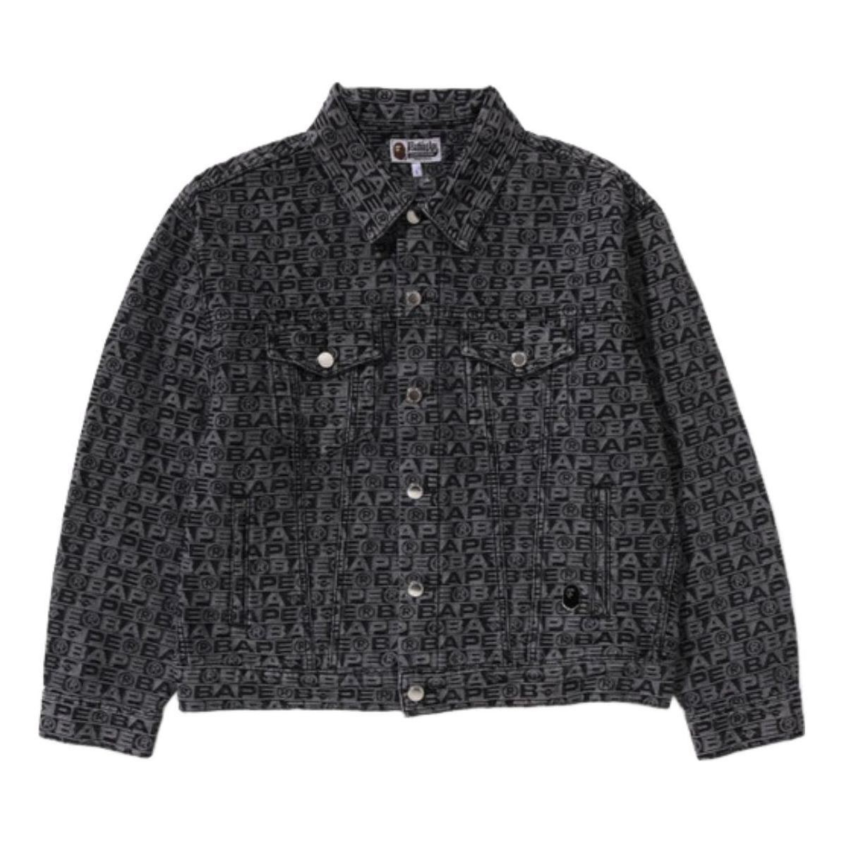 A Bathing Ape Lux Sport Pattern Jacquard 13OZ Denim Trucker Jacket 'Black' 1K80-140-312-BLACK