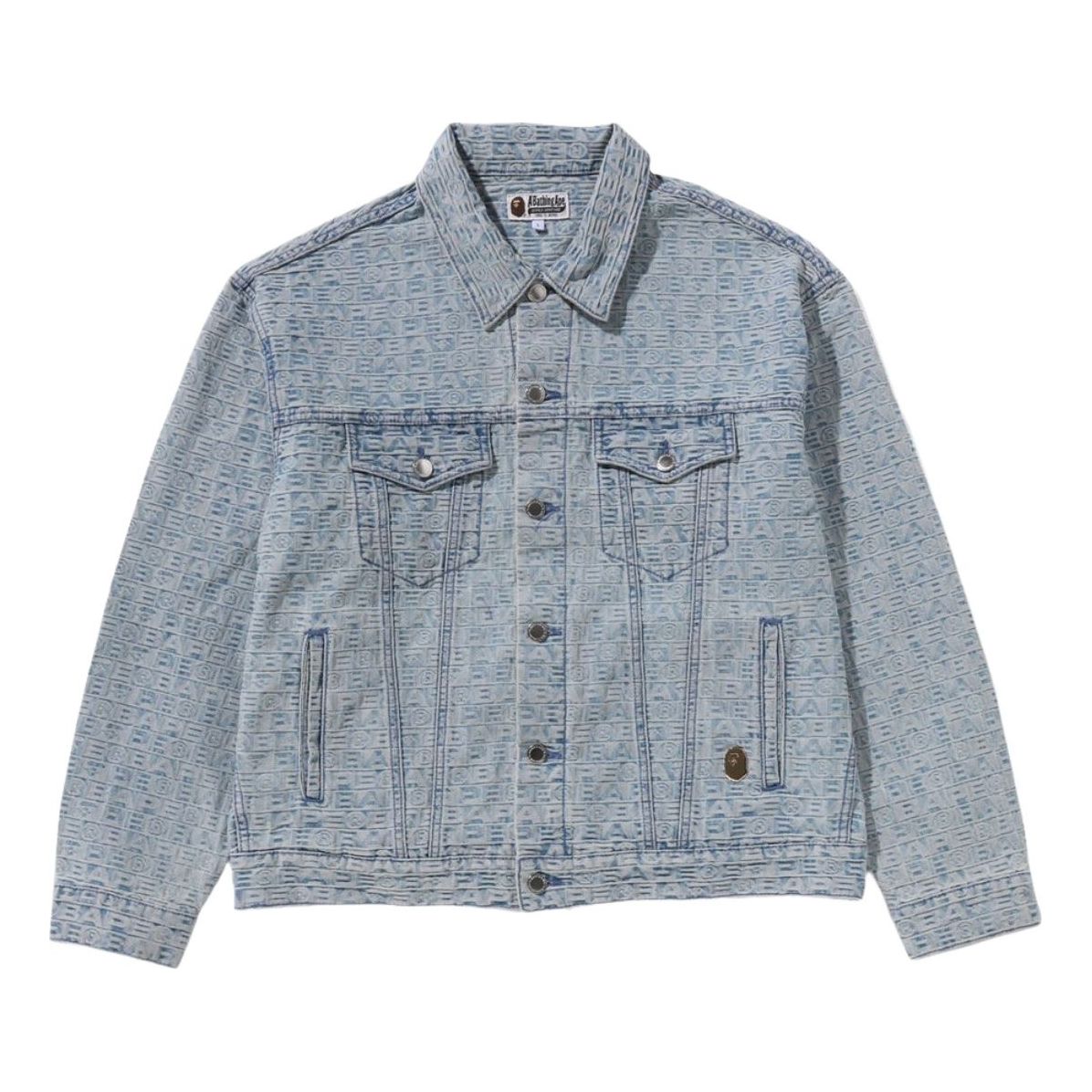 A Bathing Ape Lux Sport Pattern Jacquard 13OZ Denim Trucker Jacket 'Light Indigo' 1K80-140-312-LIGHTINDI