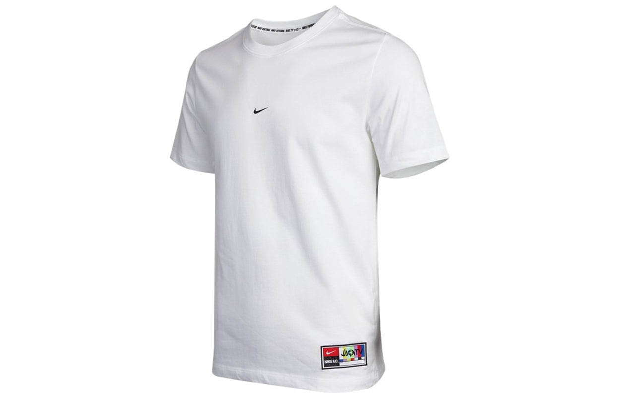 Nike Fc Tee Seasonal Grph H Back Large Logo Printing Sports Round Neck Short Sleeve White DH3703-100