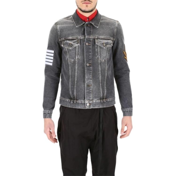 Palm Angels Palm Tree Print Washed Denim Jacket 'Black Wash' PMYE003S182300617601