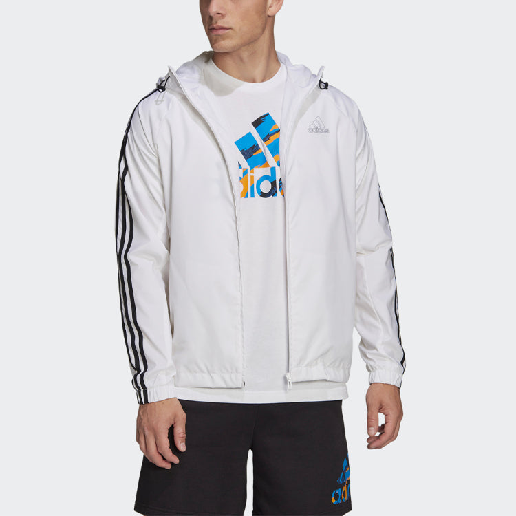 adidas Casual hooded Long Sleeves Jacket White HE4318