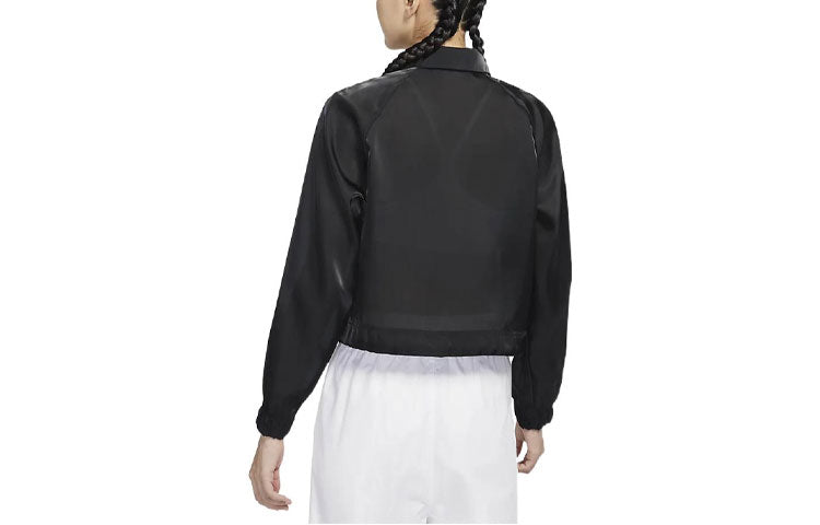 (WMNS) Nike Logo Printing Solid Color Zipper Jacket Black DJ1057-010