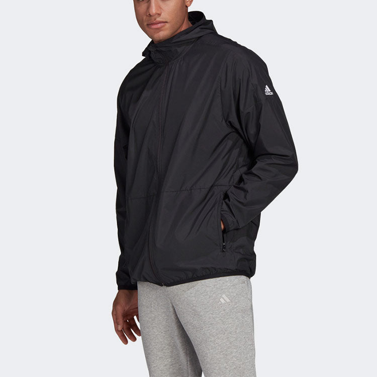 adidas M Brd Jkt Solid Color Sports Hooded Jacket Black GQ0577