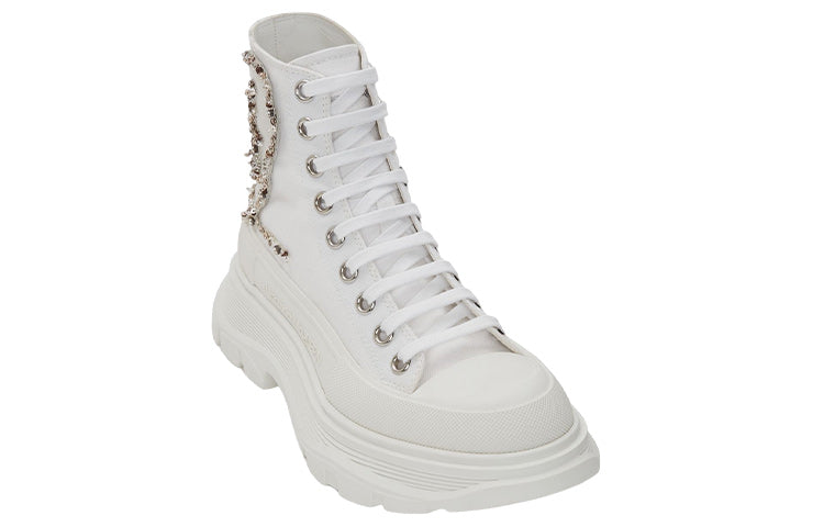 (WMNS) Alexander McQueen Tread Slick Boots 'White Gold' 710406W4TGB9423