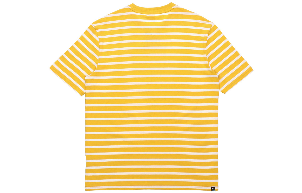 PUMA Downtown Strlped Stripe Round Neck Short Sleeve Gold Color 597457-25
