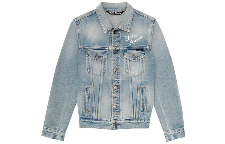 Men's PALM ANGELS Printing Denim Jacket Blue PMYE013S203430188588