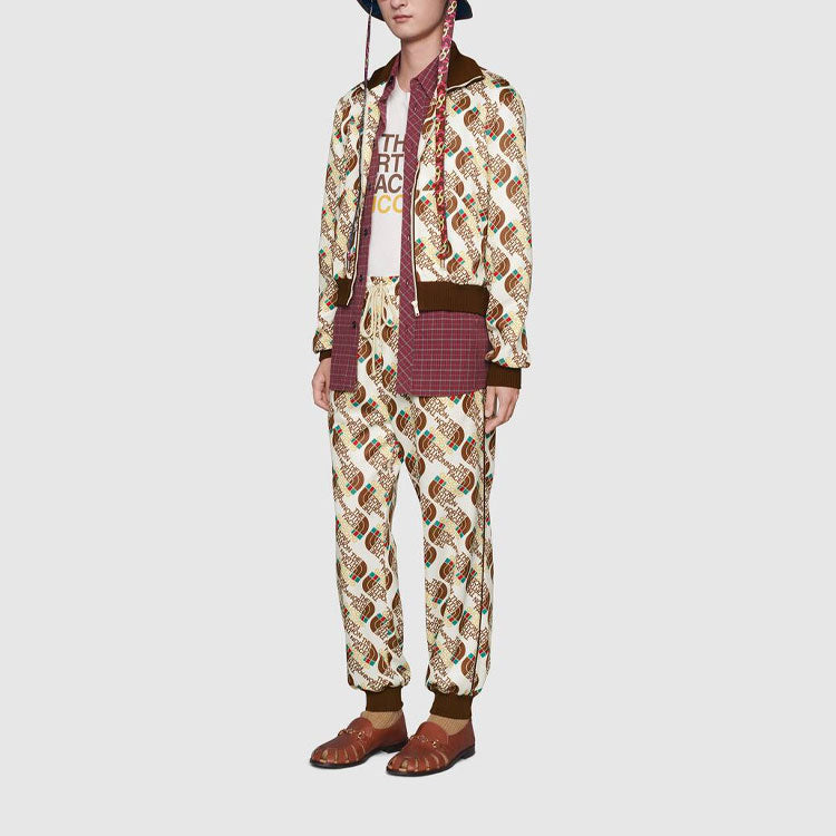 Gucci x The North Face Web Print Technical Jersey Jacket 'Ivory Brown' 651321-XJDCE-9141