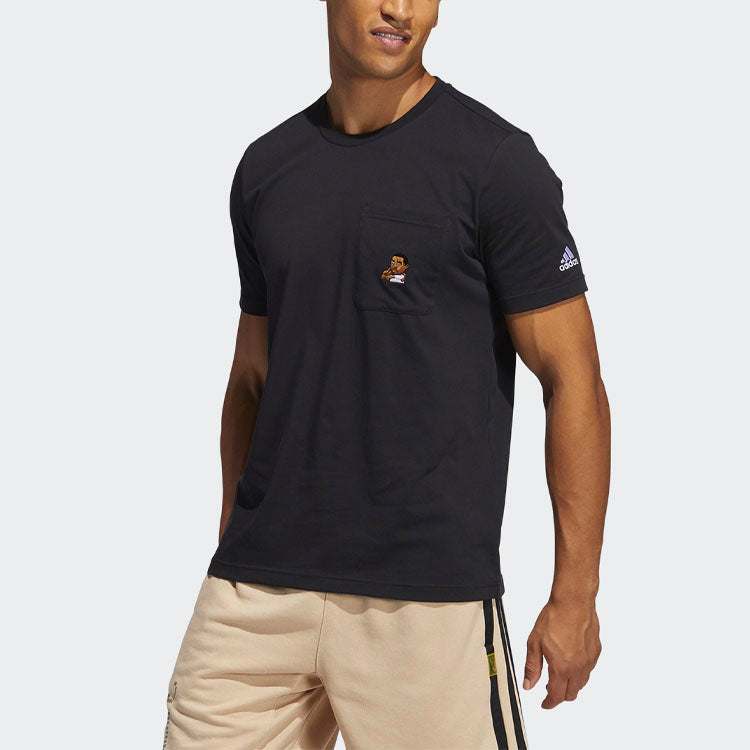 adidas Dame Avatar Pkt Lillard Basketball Sports Pocket Loose Round Neck Short Sleeve Black GP3435