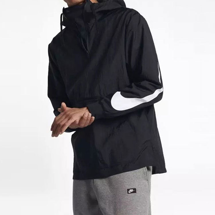 Nike Swoosh Men's Pullover Hooded Sportswear Windbreaker Black AA5010-010