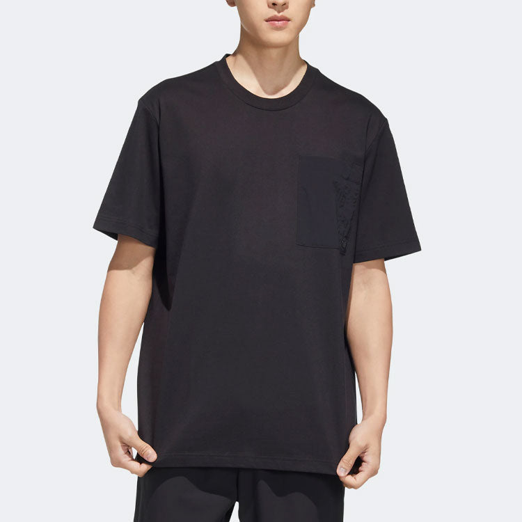 adidas originals Solid Color Casual Sports Round Neck Pullover Short Sleeve Black HM8008