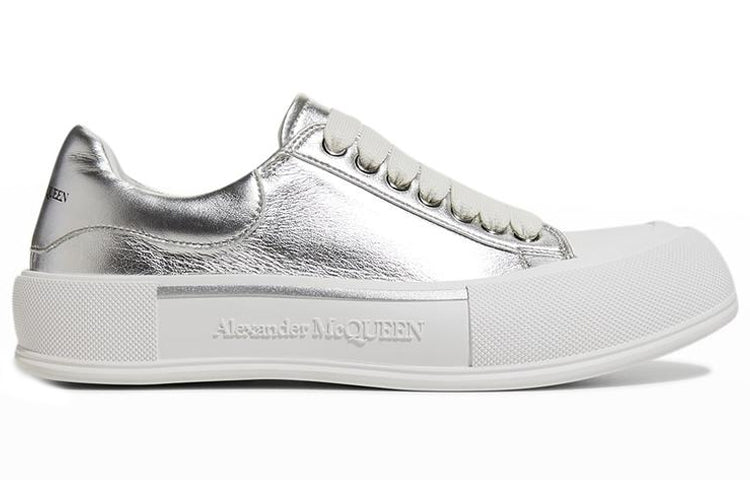 Alexander McQueen Deck Sneakers 'Silver Canvas Metallic' 688549W4ST18100