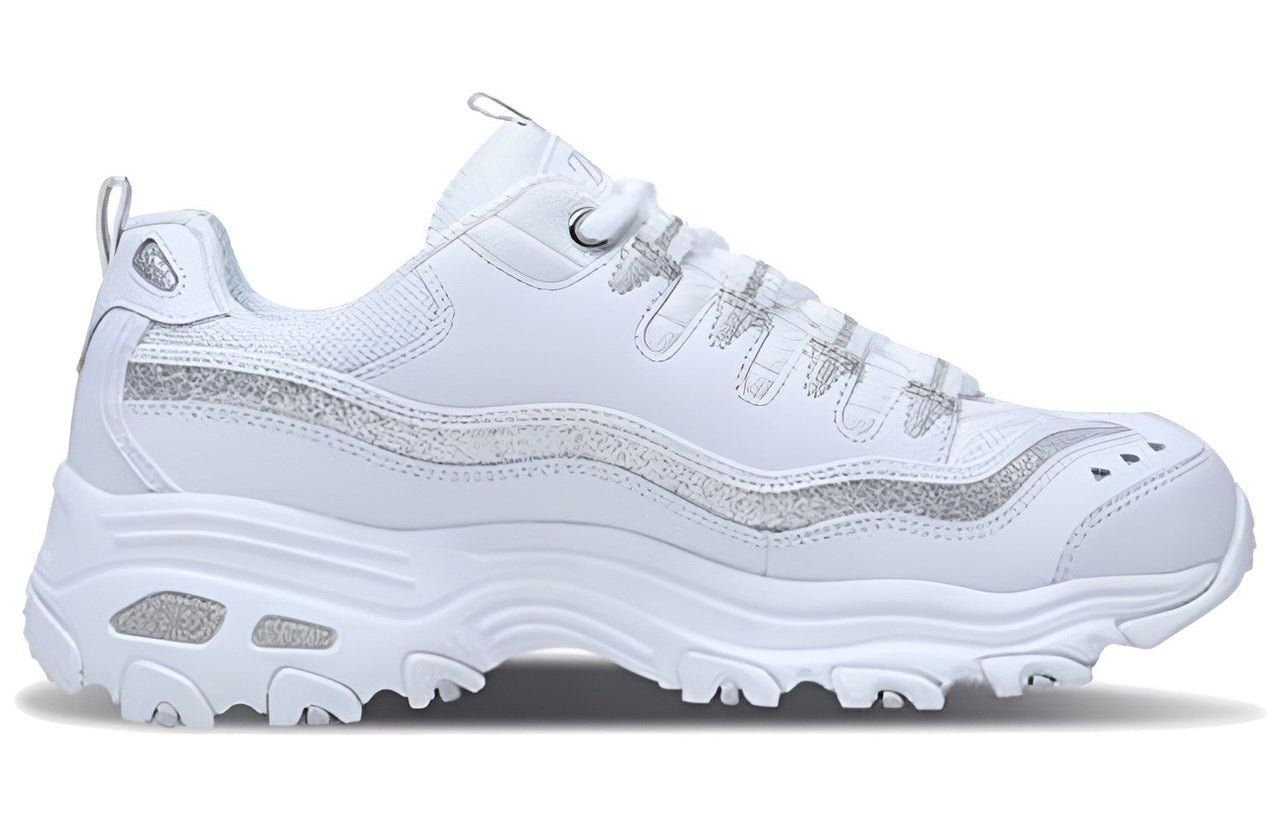 (WMNS) Skechers D'lites-Now & Then 'White Silver' 11923-WSL
