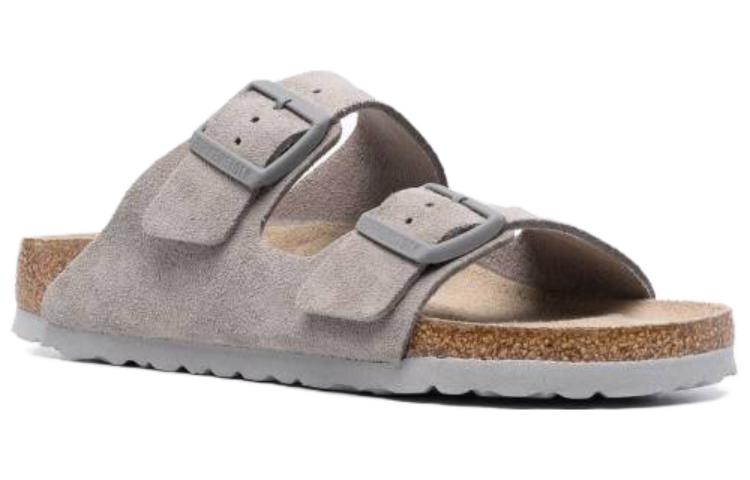 Birkenstock Arizona Soft Footbed Suede Leather Narrow Fit Sandals 'Stone Coin' 1020557