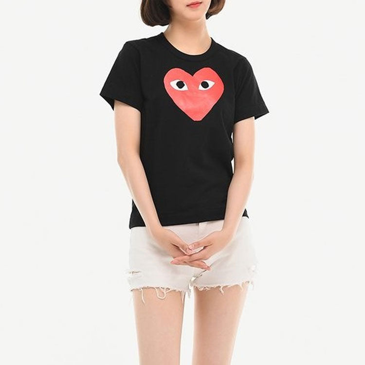 (WMNS) COMME des GARCONS PLAY T-Shirt Large Red Heart 'Black' AZ-T111-051-1