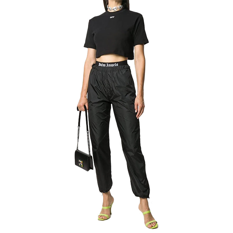 (WMNS) Off-White Logo Print Cropped Short Sleeve OWAA081E20JER0021001