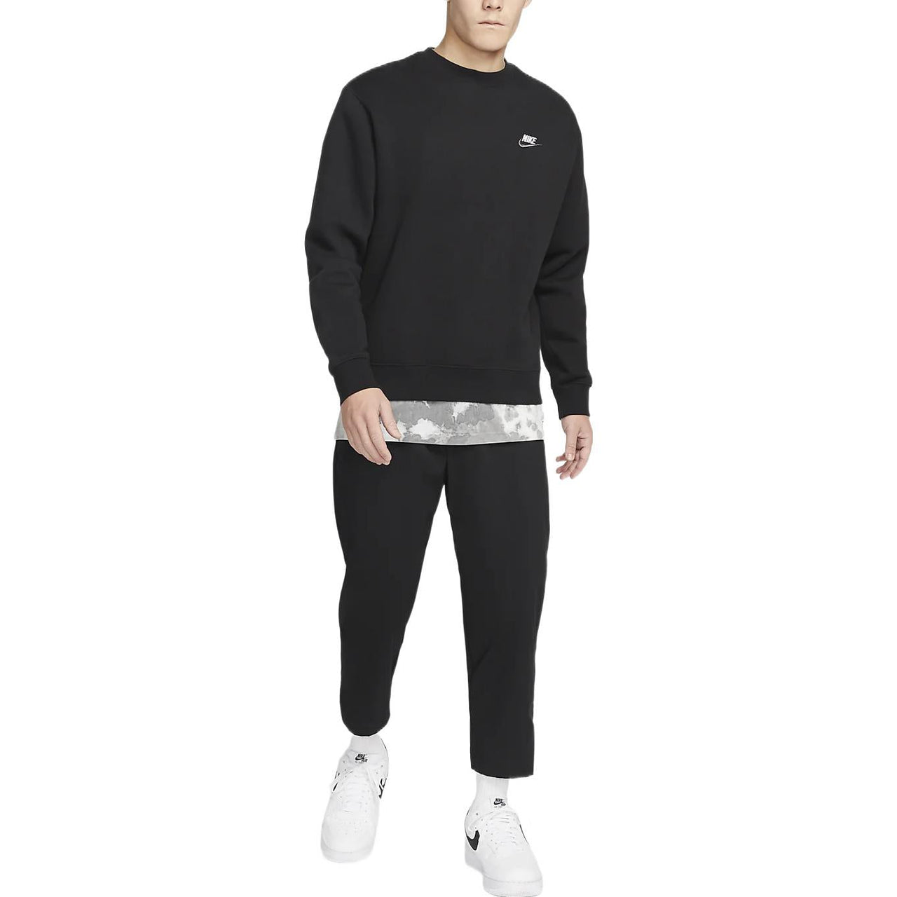 Men's Nike Solid Color Casual Straight-Leg Cropped Sweatpants Autumn Black DM6824-010
