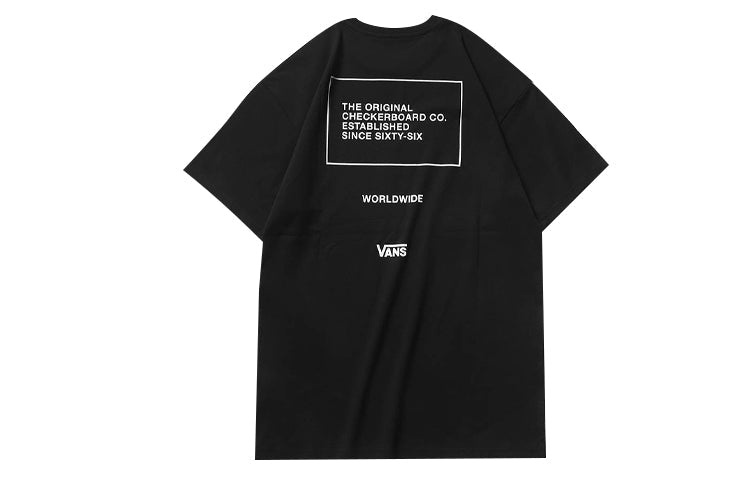 Vans Alphabet Printing Athleisure Casual Sports Short Sleeve Couple Style Black VN0A4MLWBLK