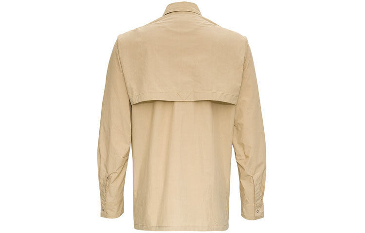 Men's KENZO SS21 Small Tiger Head Pocket Military Long Sleeves Shirt Beige FB55CH5039SA-11
