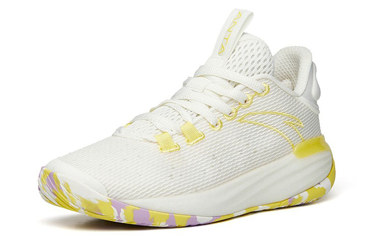ANTA Light Cement Bubble 2 Cushioned Basketball Shoes 'White Yellow' 112221616-3