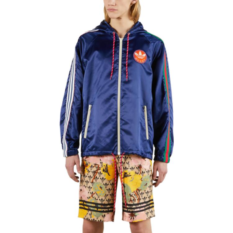 Gucci x adidas Satin Nylon Jacket 'Blue' 691428-ZAJPI-4687