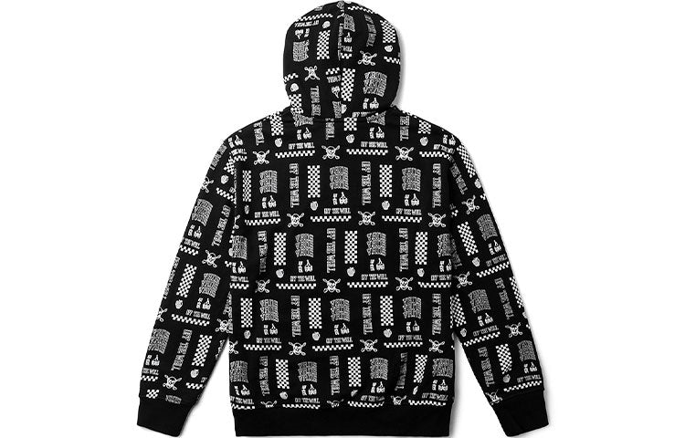 (WMNS) Vans Printed Long Sleeve Hoodie 'Black White' VN0A4UTVZFP