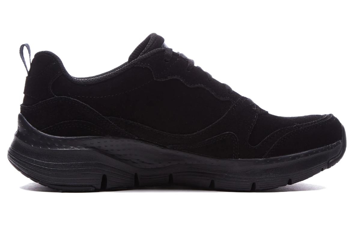 (WMNS) Skechers Arch Fit High Spirits Suede Leather 'Black' 149729-BBK