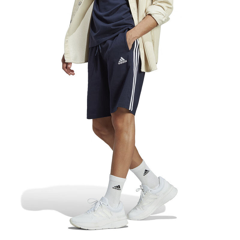 adidas Essentials Single Jersey 3-Stripes Shorts Asia Sizing 'Black White' IC9383