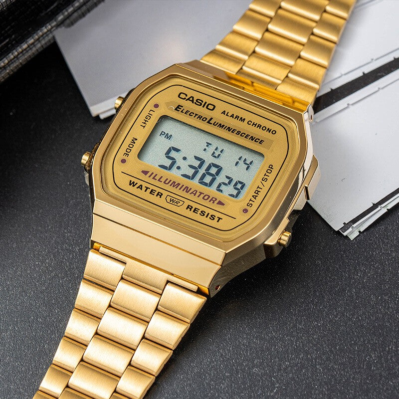 Casio Standard Digital Cube Watch 'Silver Gold' A168WG-9W&LA680WA-1B