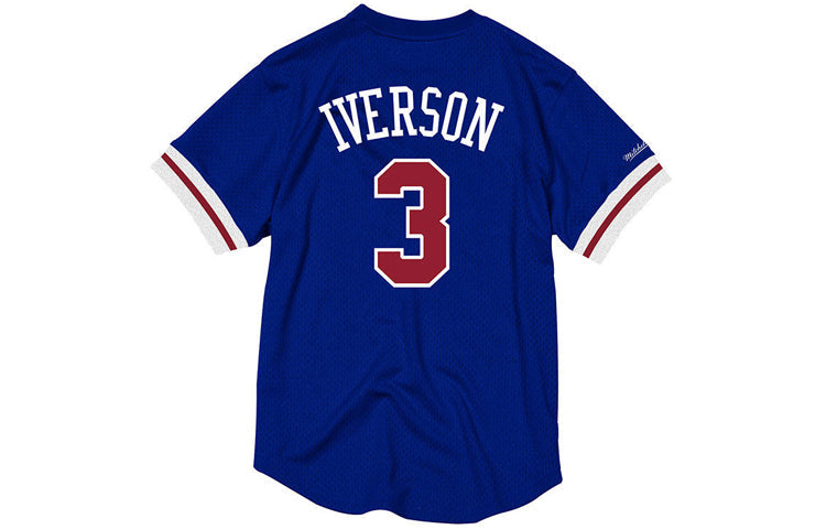 Mitchell & Ness Short Sleeve Athleisure Casual Sports Philadelphia 76ers Unisex Navy Blue NNMPSC19040-P76ROYA96AIV