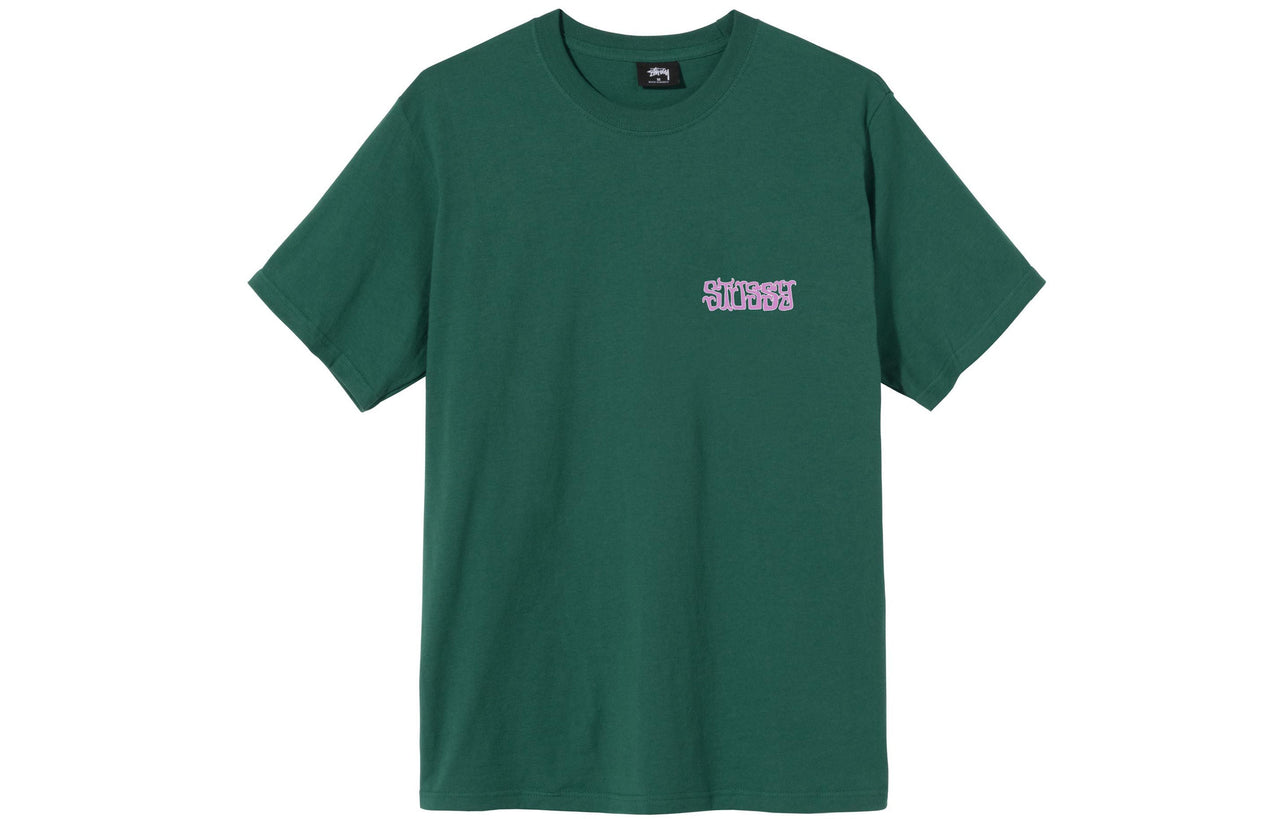 Men's Stussy Pattern Printing Short Sleeve Green 1904572