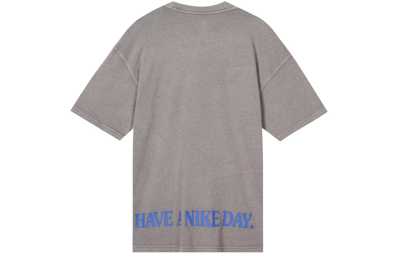 Men's Nike SS22 Round Neck Daisy Printing Short Sleeve Gray T-Shirt DM6334-289