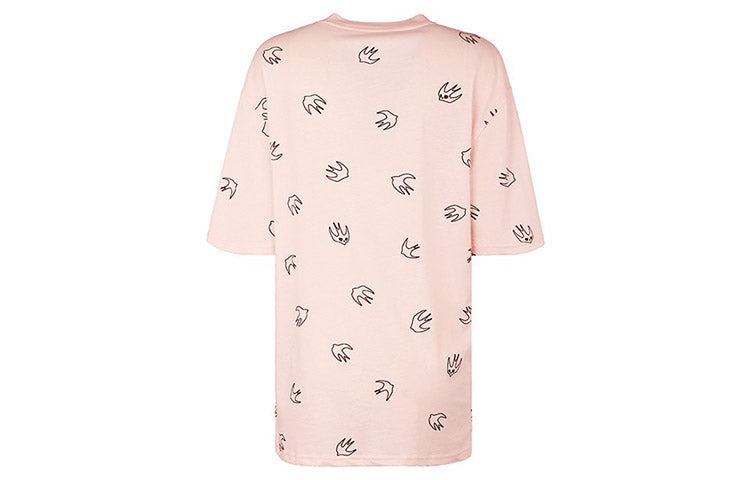 McQ Alexander McQueen Swallow Printing Round Neck Short Sleeve Pink 494256-RNJ54-5703