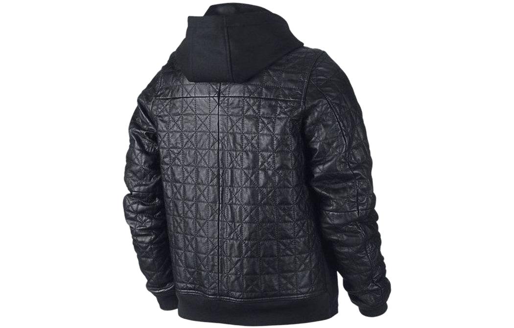 Air Jordan XI Leather Letterman Jacket 'Black' 637482-010