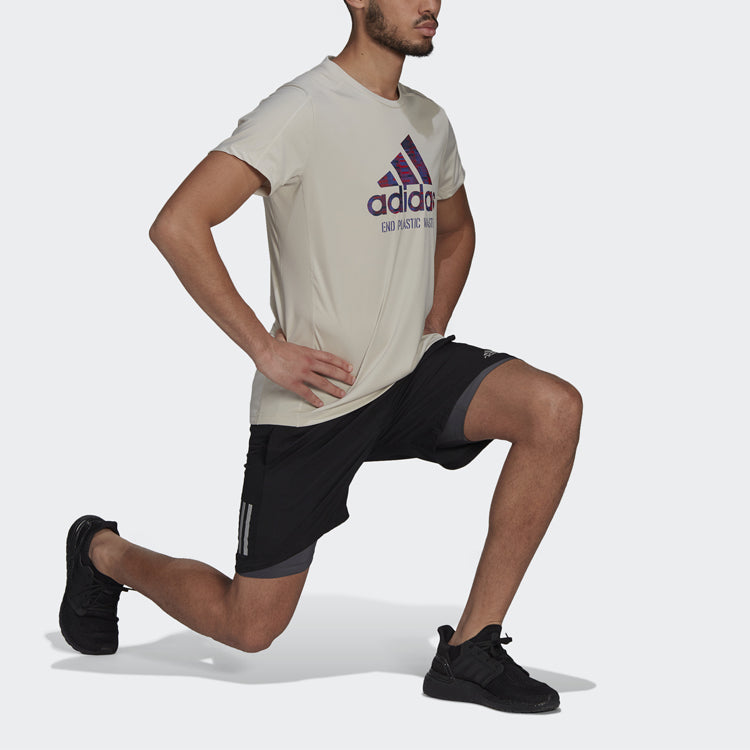 adidas Rfo Gpx Tee M Logo Printing Running Sports Short Sleeve Bauxite Brown GJ6456