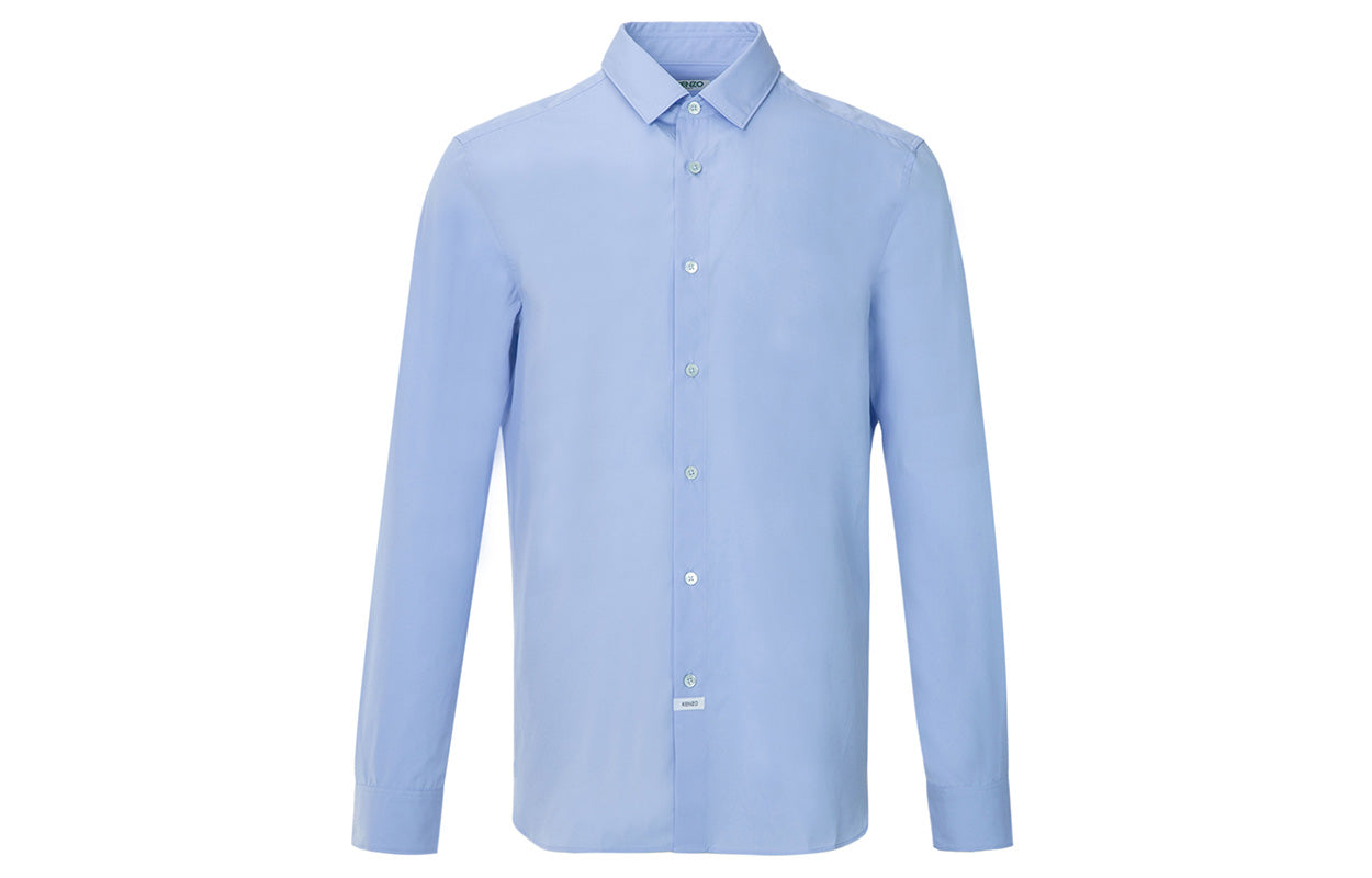 KENZO SS21 Cotton Causual Long Sleeve Shirt Male Blue FA55CH2151FA-65