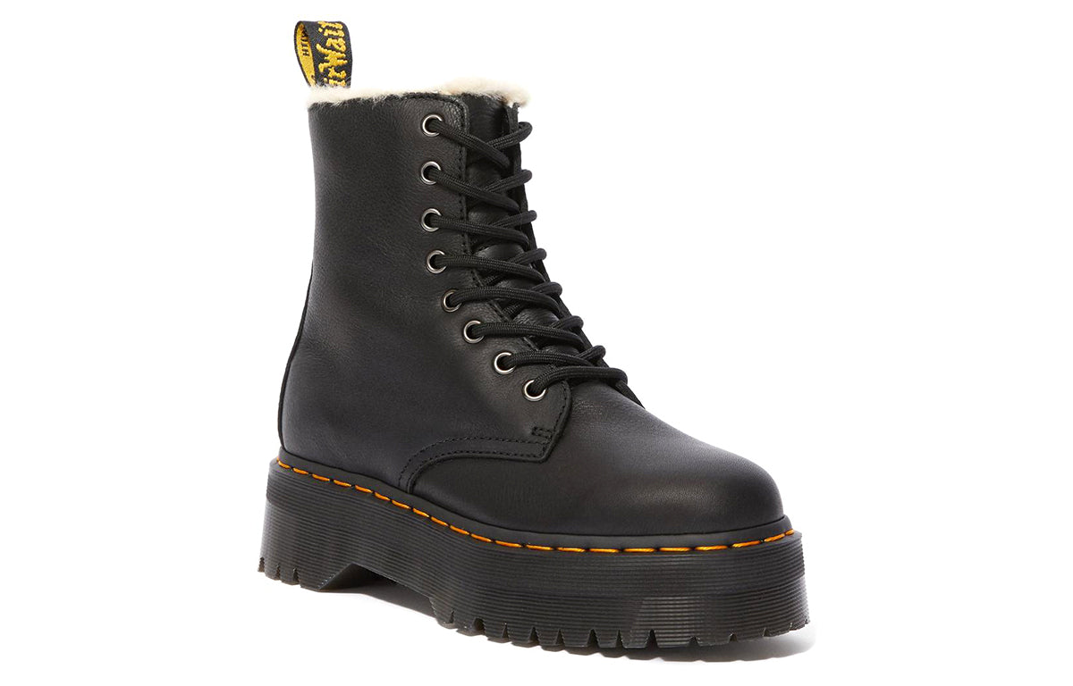 (WMNS) Dr. Martens Jadon Faux Fur Lined Leather Platform Boots 'Pisa - Black' 25637001