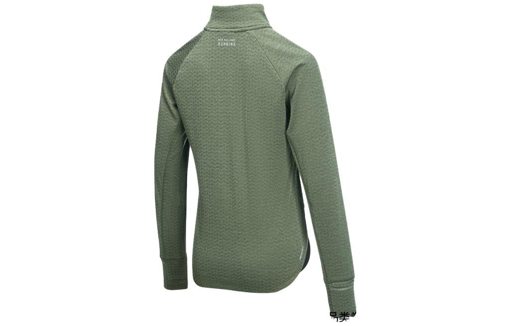 (WMNS) New Balance Logo Heat Grid Half Zip Top 'Olive Green' WT23252-DO1