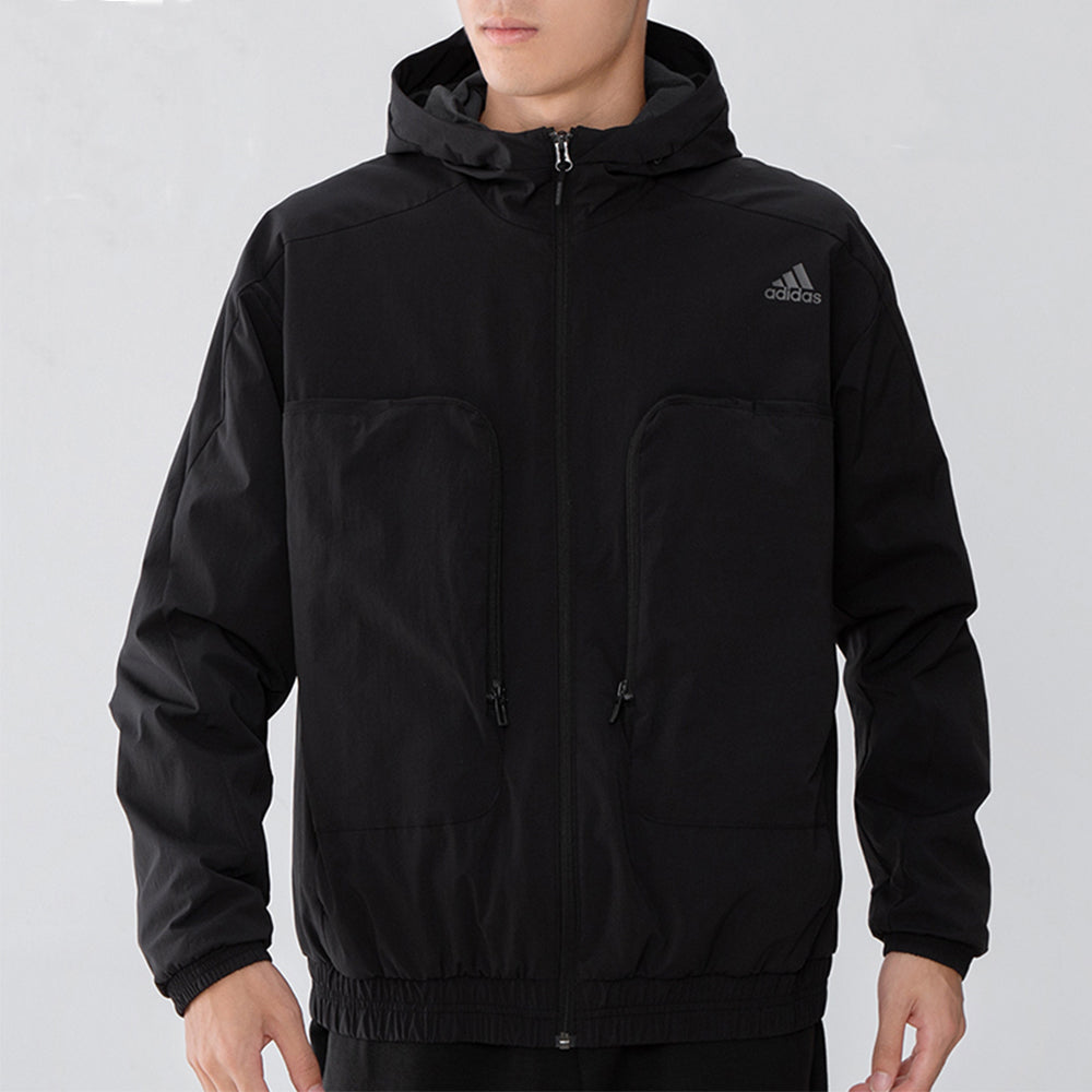 adidas Cargo Athleisure Casual Sports Hooded Jacket Black H38399