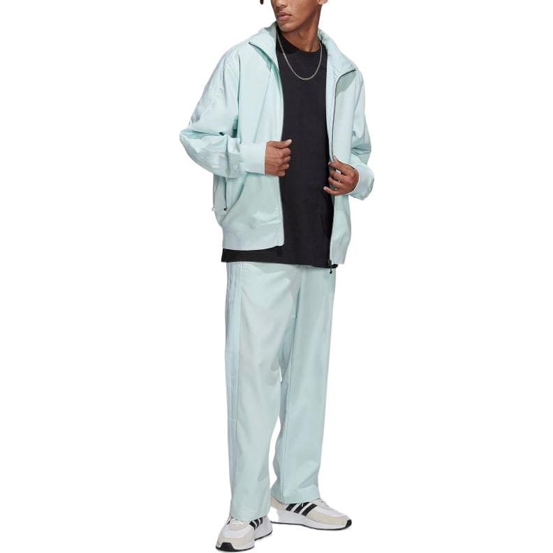 adidas Solid Color Stand Collar Long Sleeves Jacket Unisex Light Blue HK2916