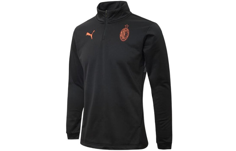 PUMA Acm Prematch 1/4 Zip Top Logo Printing Half Zipper Stand Collar Long Sleeves Black 765054-04