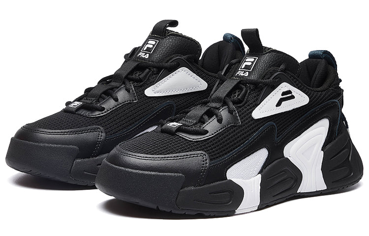 (WMNS) FILA SWARM low swirl sneakers 'Black And White' F12W034124FBW