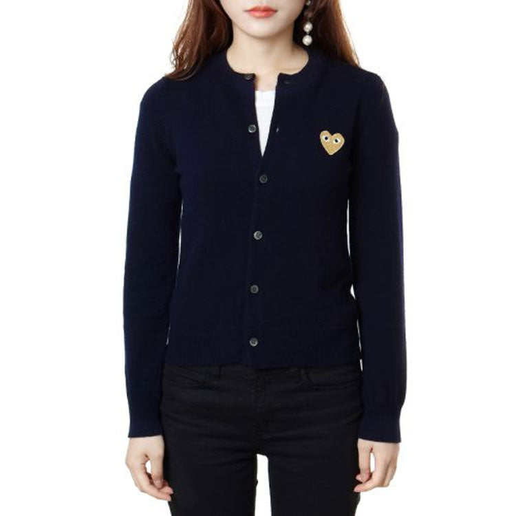 (WMNS) COMME des GARCONS PLAY Cardigan Gold Emblem 'Navy' AZ-N049-051-2