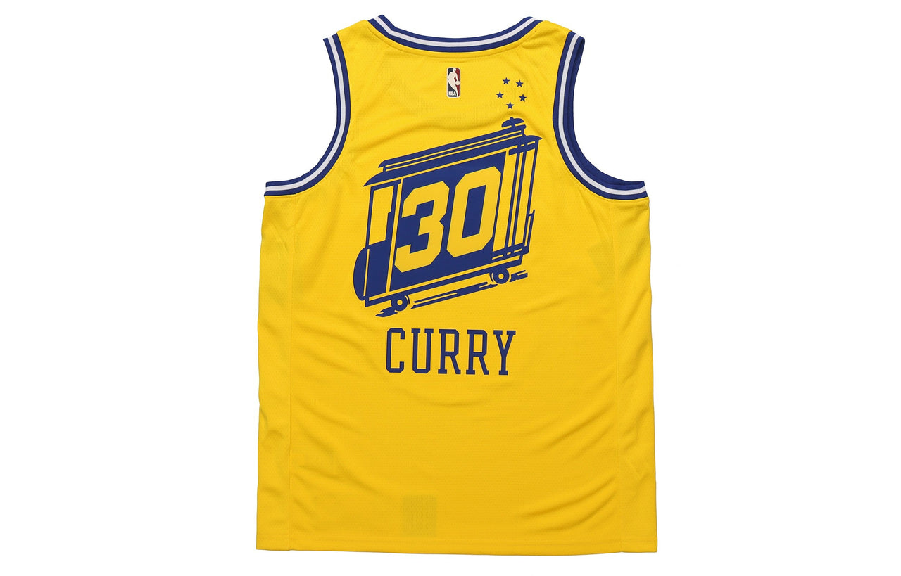 Nike NBA Golden State Warriors Nike Hardwood Classics Curry Swingman Home Jersey Yellow BQ8109-729