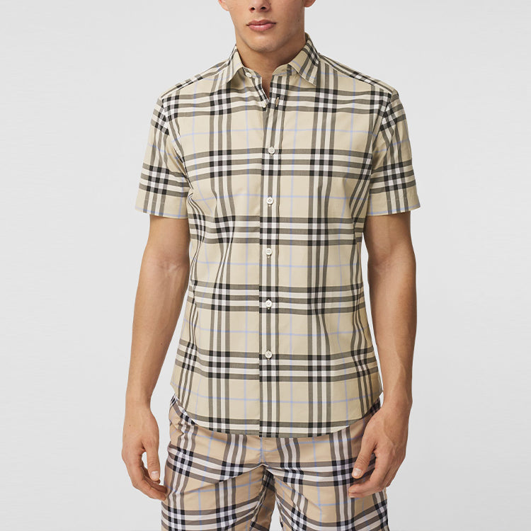 Men's Burberry SS21 Logo Plaid Loose Shirt 80386641