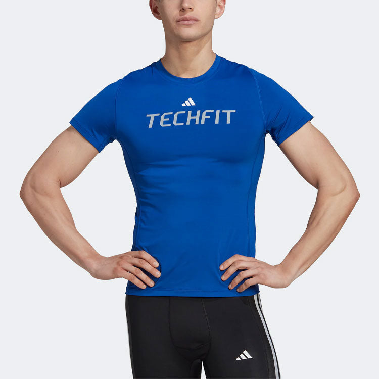 Men's adidas Logo Alphabet Printing Round Neck Short Sleeve Royal Blue T-Shirt HZ9683